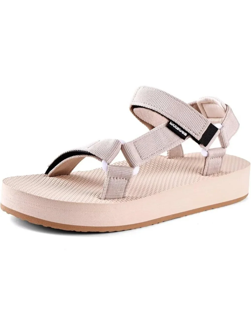 Women's Cream Hiking Sandals with-Arch-Support Webbing-Outdoor Beach Water